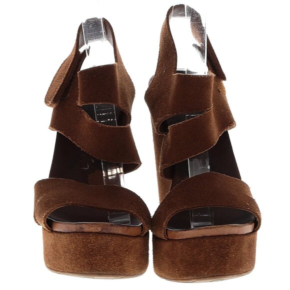🤎 Pedro Garcia Tesla Platform Wedge Sandals | Brown Suede Leather Size 38 (US 8 - Picture 2 of 7